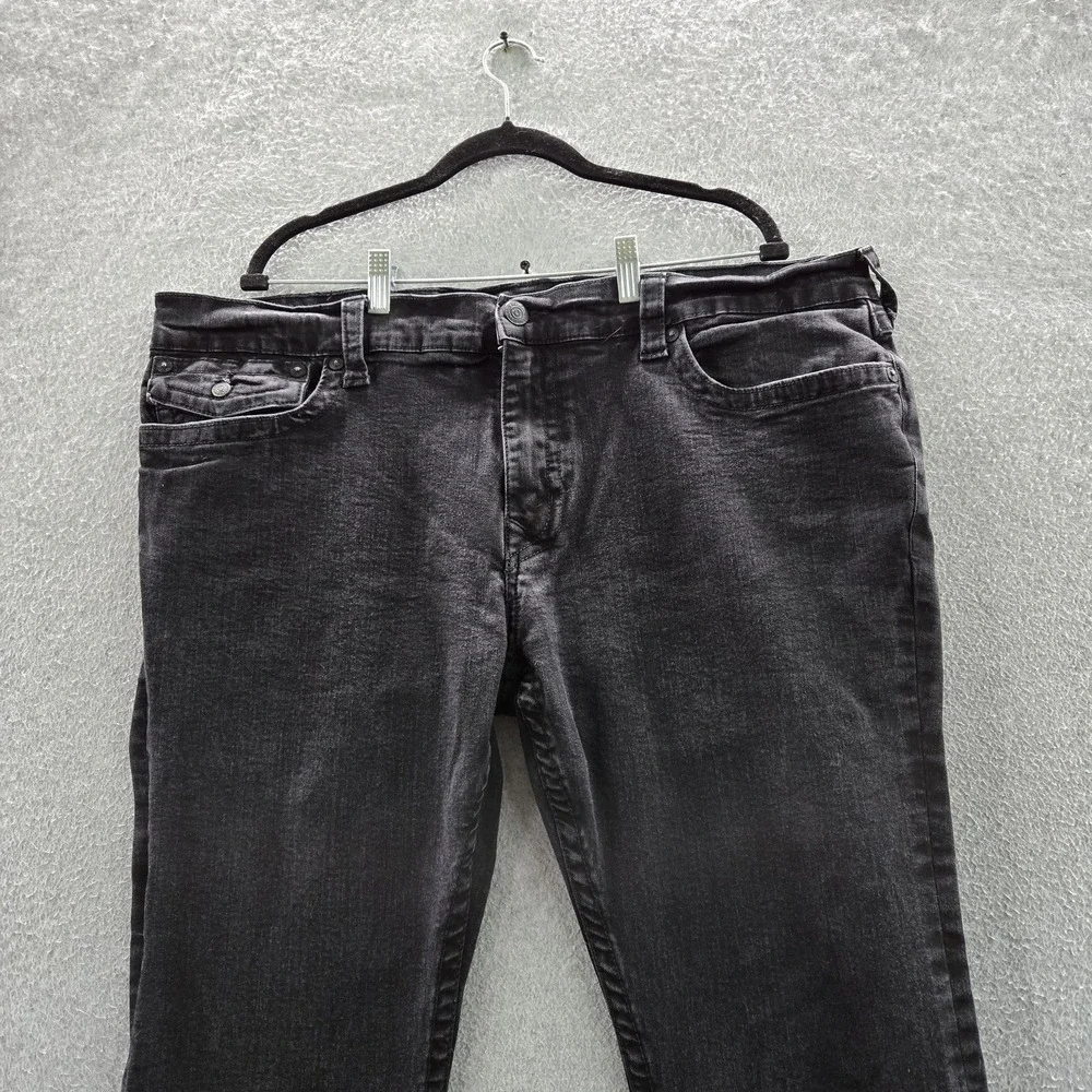True Religion Men Jeans 42 Black Denim Ricky Straight 28